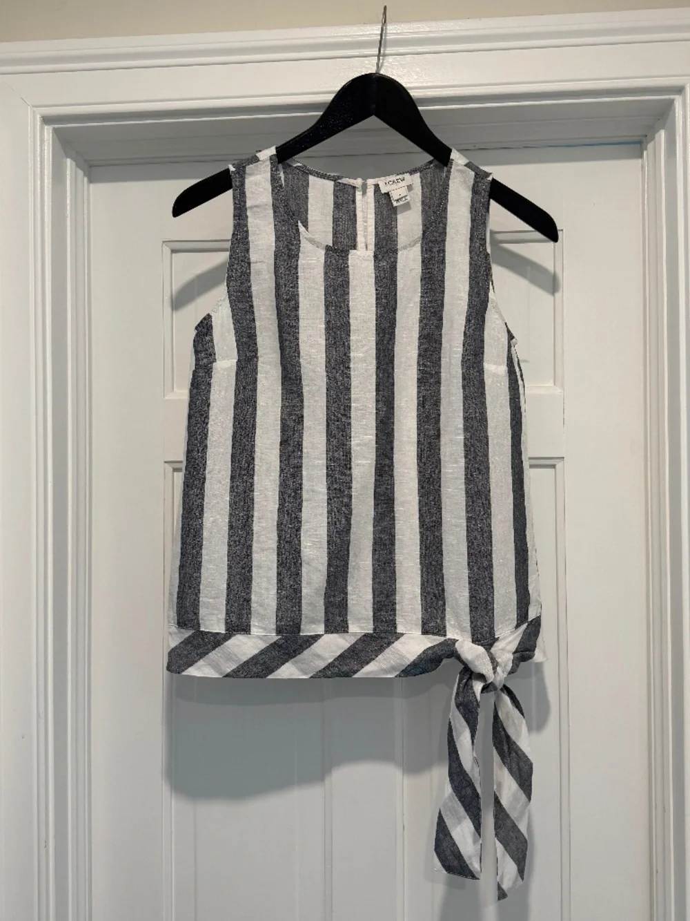 Grey and White Linen Top